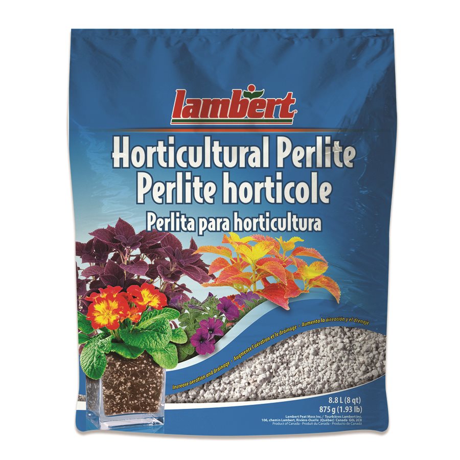 Sac de perlite horticole de 8,8 L sur fond clair, granules blanches visibles